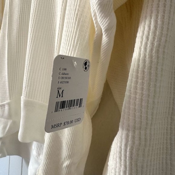 NWT Free People Santa Clara Thermal Size Women's M Alabaster Long Sleeve V-Neck - Picture 5 of 5